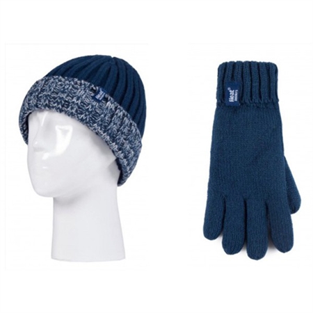 Παιδικός Σκούφος Με Γάντια 11+ ετών Navy Blue Heat Holders Boys Turnover Hat & Gloves 80049B