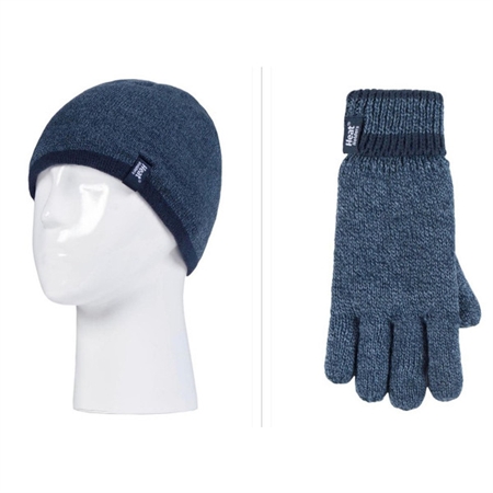 Παιδικός Σκούφος Με Γάντια Electric Blue-Navy Heat Holders Flat Knit Hat & Gloves 80077BN
